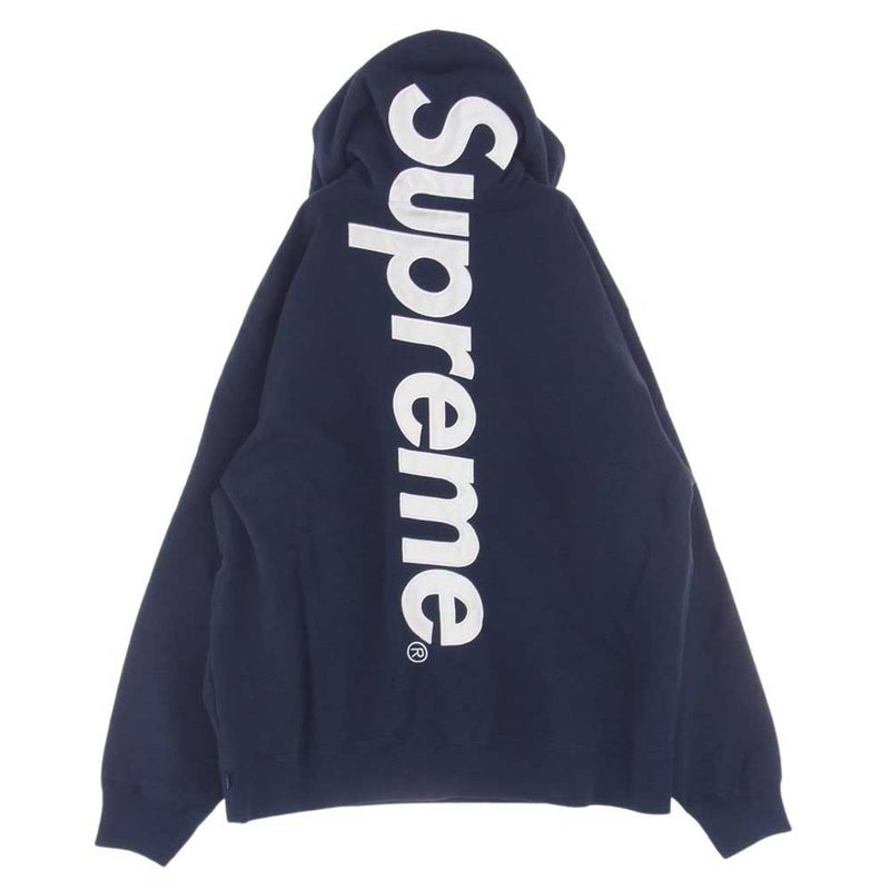 Supreme シュプリーム 22AW Satin Applique Hooded Sweatshirt サテン アップリケ スウェットプルオーバーパーカー フーディ ネイビー ネイビー系 XXL【美品】【中古】