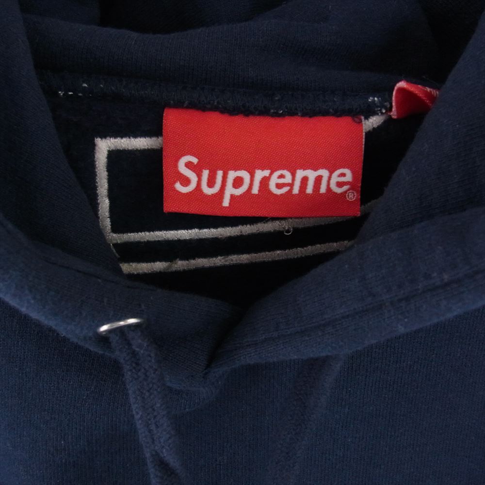 Supreme シュプリーム 22AW Satin Applique Hooded Sweatshirt サテン アップリケ スウェットプルオーバーパーカー フーディ ネイビー ネイビー系 XXL【美品】【中古】