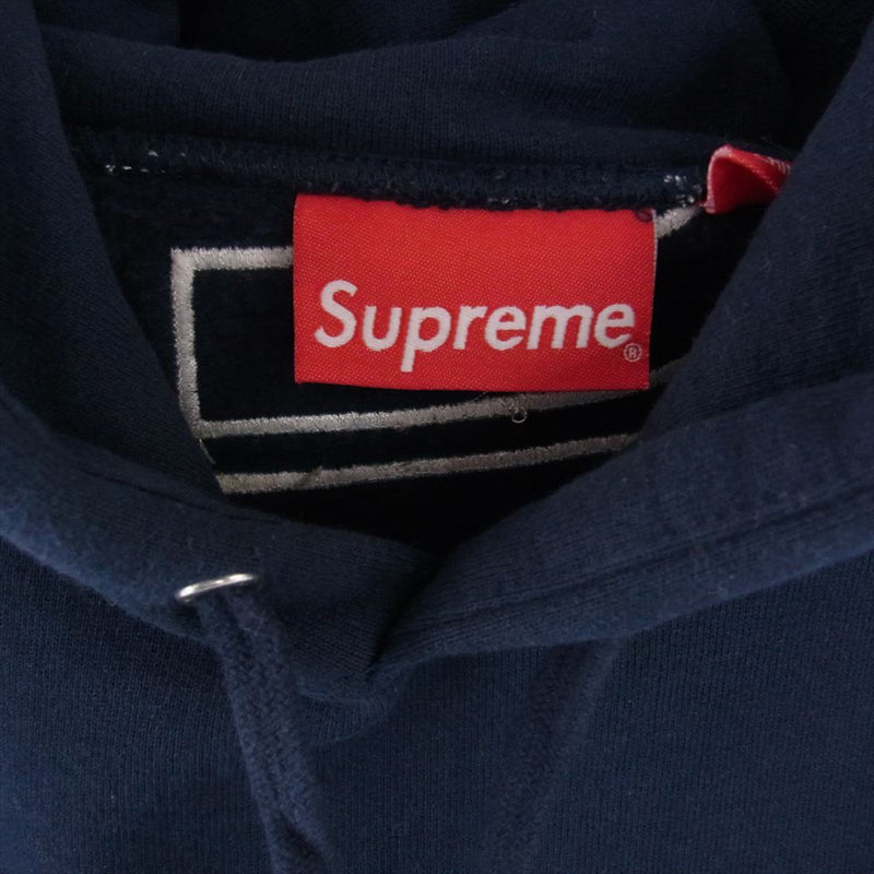 Supreme シュプリーム 22AW Satin Applique Hooded Sweatshirt サテン アップリケ スウェットプルオーバーパーカー フーディ ネイビー ネイビー系 XXL【美品】【中古】