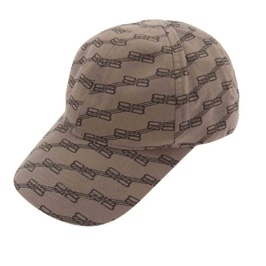 BALENCIAGA バレンシアガ 704104 410B2 BB MONOGRAM ロゴ総柄 キャップ ベージュ ブラウン系 L 59cm【新古品】【未使用】【中古】