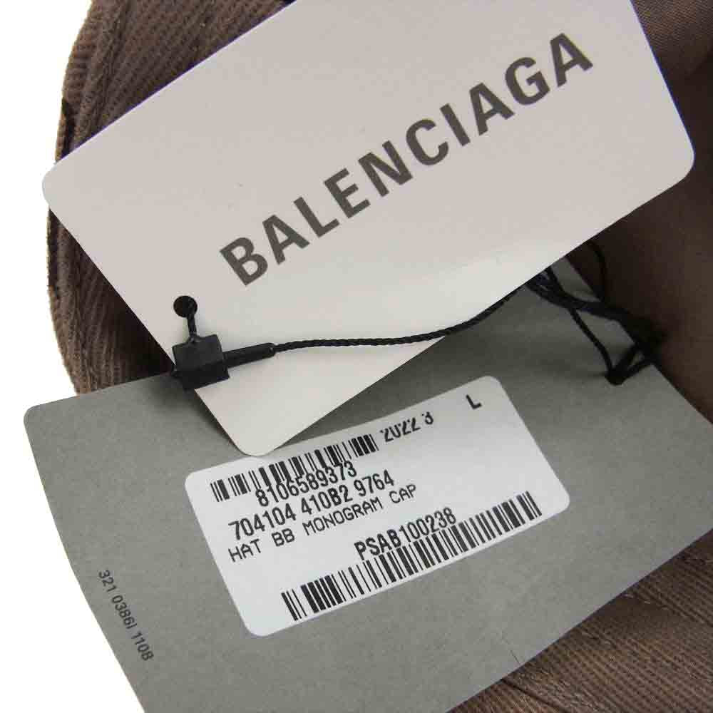 BALENCIAGA バレンシアガ 704104 410B2 BB MONOGRAM ロゴ総柄 キャップ ベージュ ブラウン系 L 59cm【新古品】【未使用】【中古】