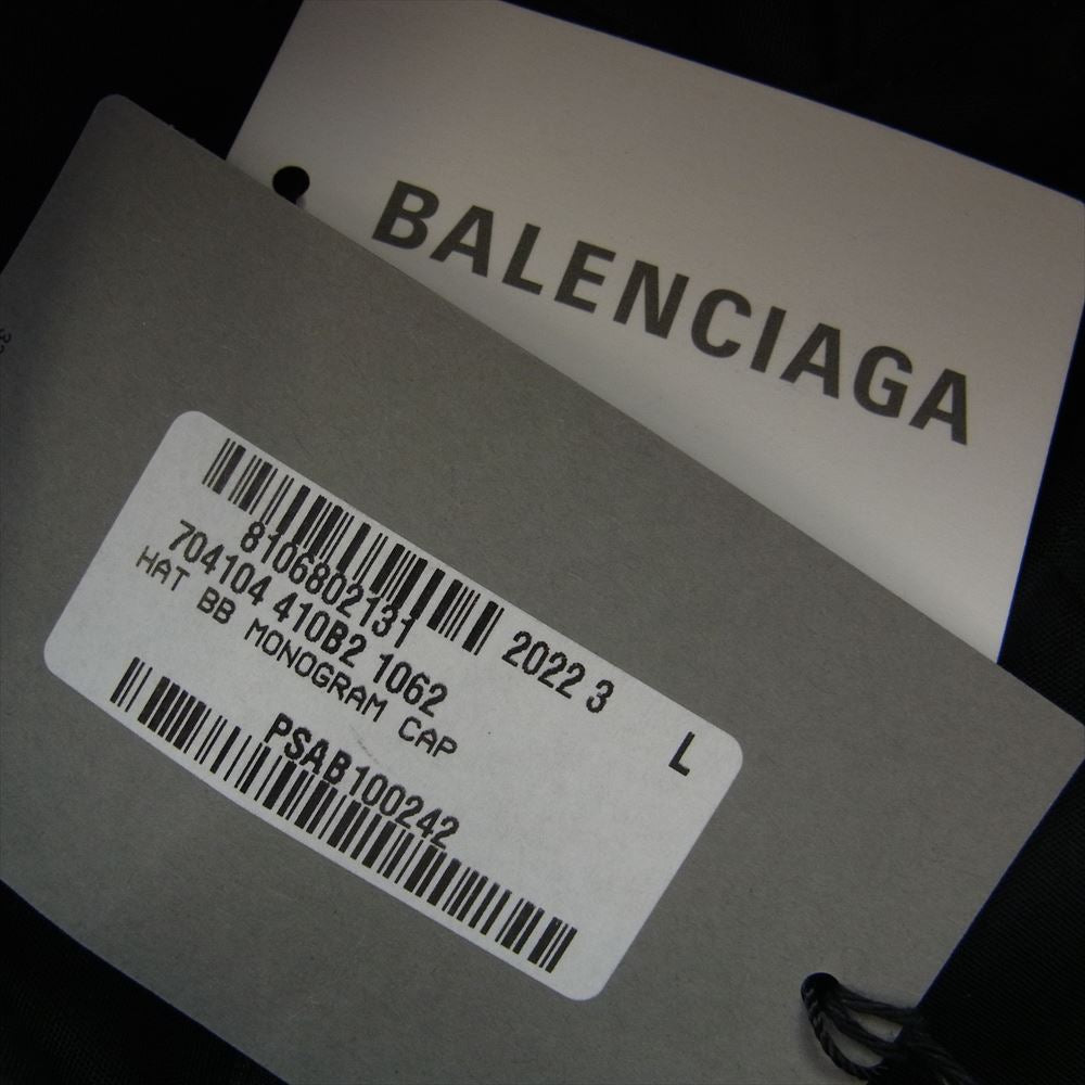 BALENCIAGA バレンシアガ 704104 410B2 BB MONOGRAM ロゴ総柄 キャップ ブラック ブラック系 L【新古品】【未使用】【中古】