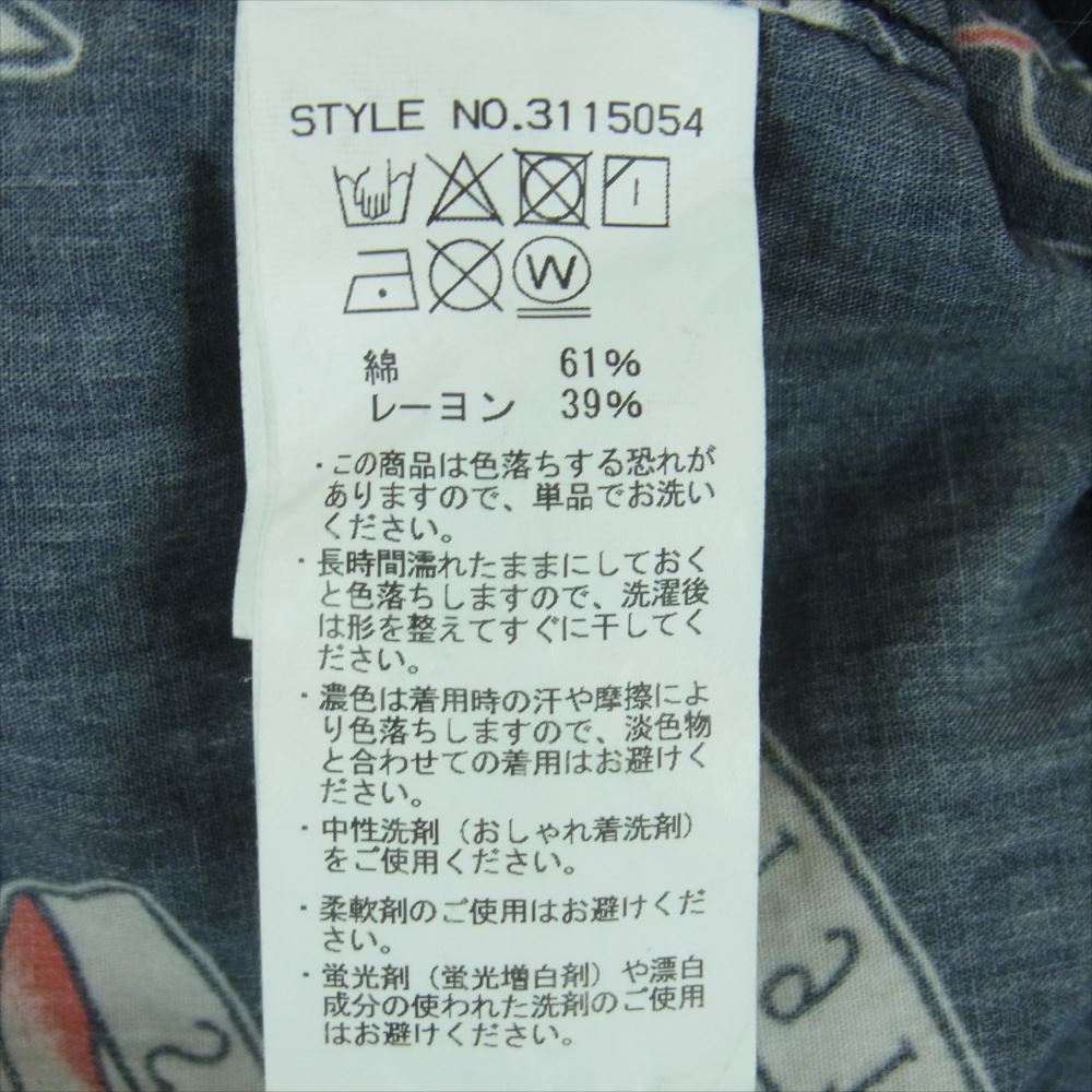 schott ショット 3115054 HAWAIIAN LS SHIRT TATTOO ハワイアン タトゥー オープンカラー 長袖 シャツ ブラック系 L【中古】