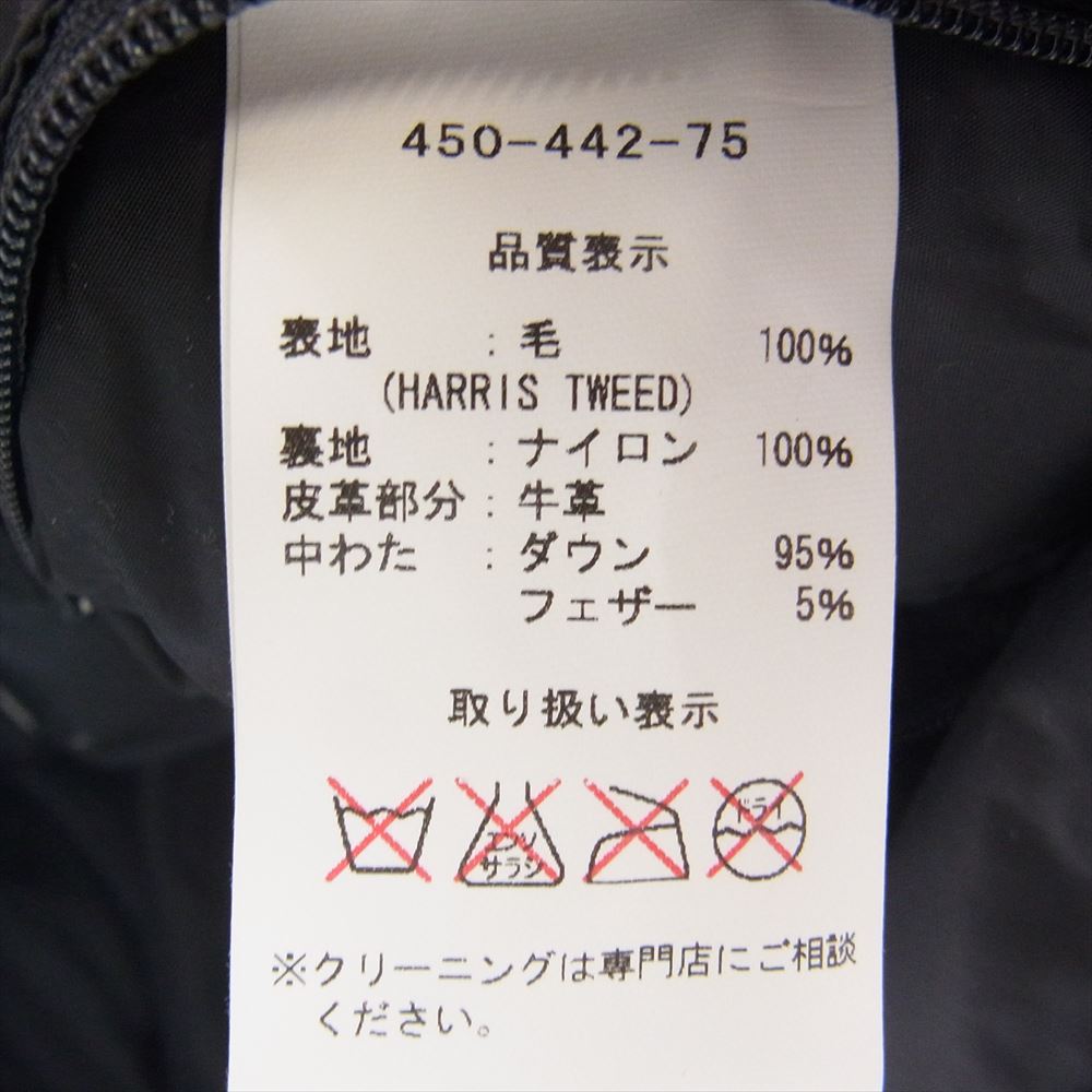 ロッキーマウンテン 450-442-75 Harris Tweed ハリスツイード レザー切替 ウール ダウンベスト グレー系 ブラック系 40【中古】