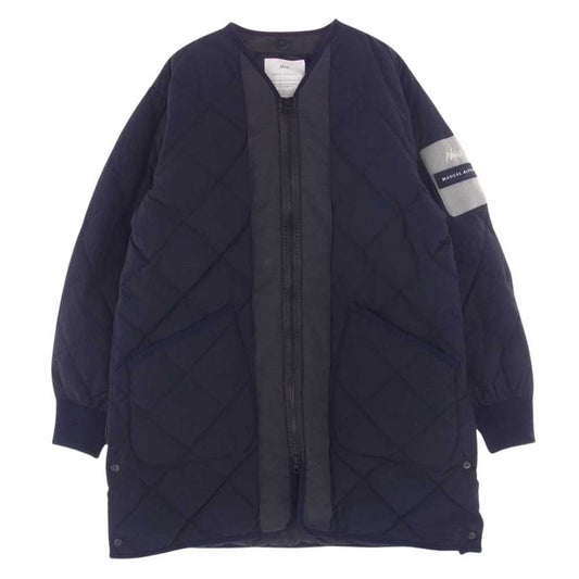 NANGA ナンガ MA-J-306 MANUAL ALPHABET NC FT DOWN COAT マニュアルアルファベット ノーカラー ライトダウンコート ダウンジャケット ネイビー系  ０【中古】