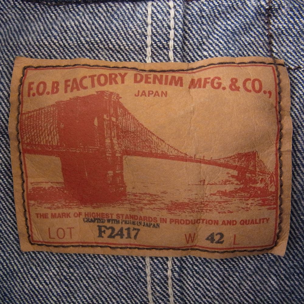 FOB FACTORY エフオービーファクトリー F2417 WW2 DENIM COVER ALL デニム カバーオール ジャケット インディゴブルー系 42【中古】