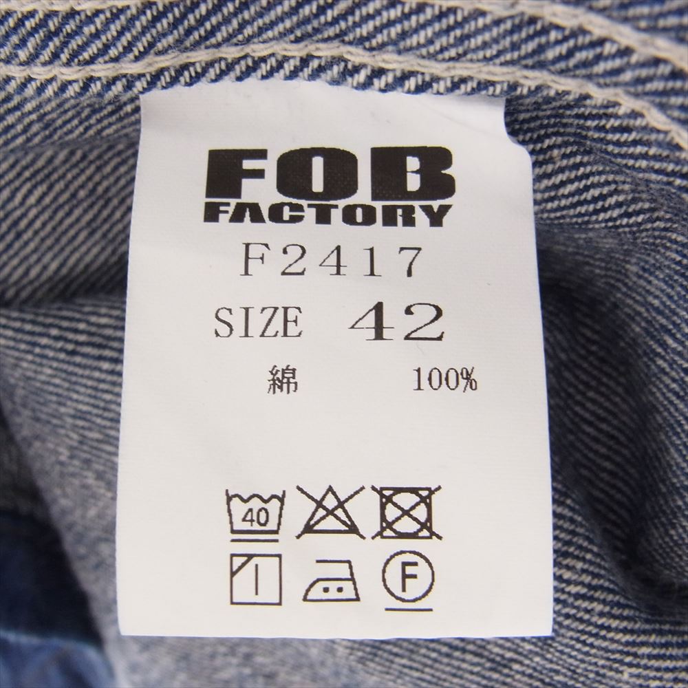 FOB FACTORY エフオービーファクトリー F2417 WW2 DENIM COVER ALL デニム カバーオール ジャケット インディゴブルー系 42【中古】