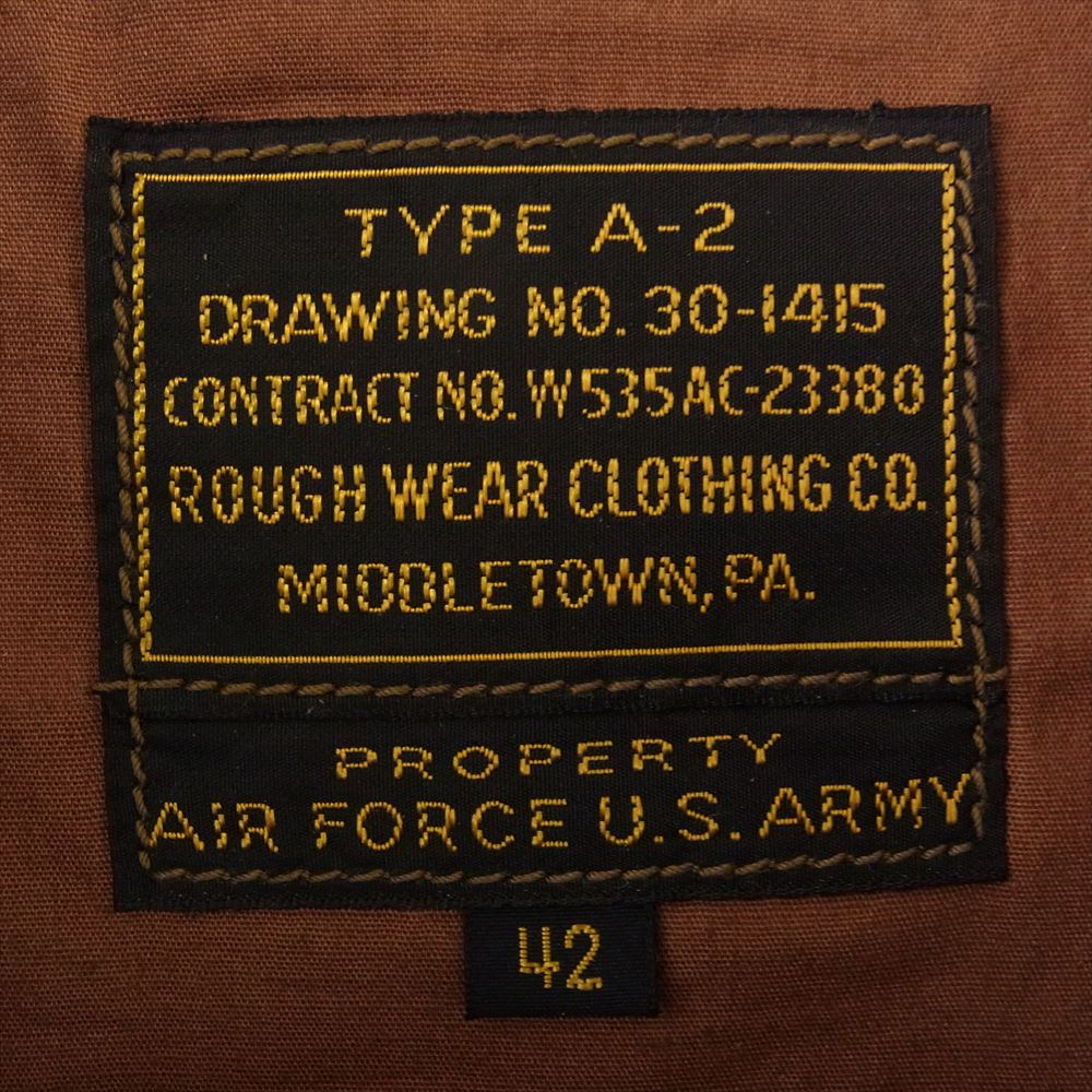 RAINBOW COUNTRY TYPE A-2 ROUGH WEAR ラフウェア実名 ホースハイド ダークシールブラウン フライト ジャケット 42【中古】