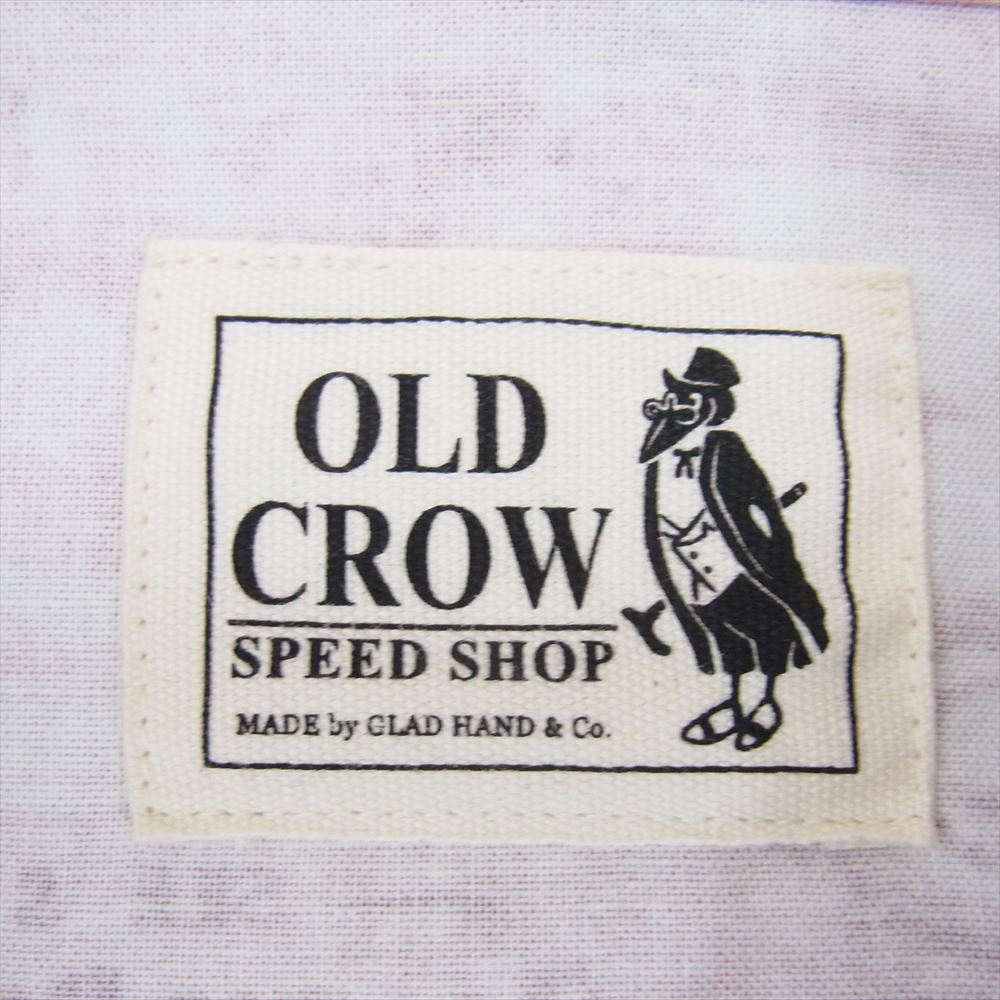 オールドクロウ OC-20-SS-07 プリント 総柄 オープンカラー シャツ 長袖 エンジ系 M【中古】