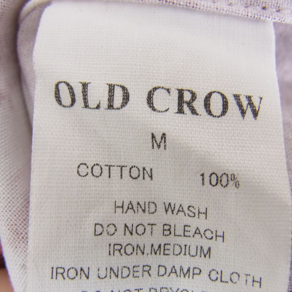 オールドクロウ OC-20-SS-07 プリント 総柄 オープンカラー シャツ 長袖 エンジ系 M【中古】