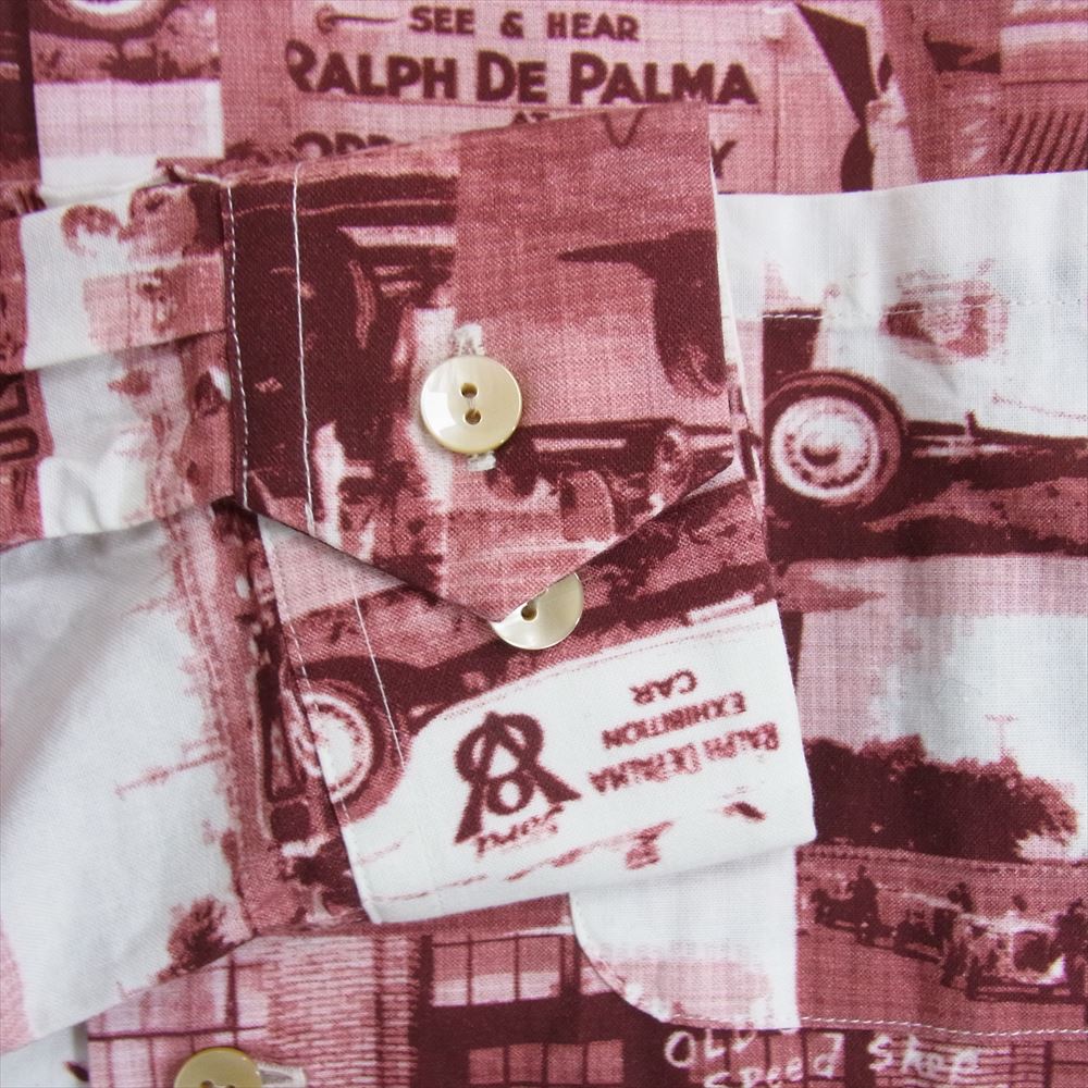 オールドクロウ OC-20-SS-07 プリント 総柄 オープンカラー シャツ 長袖 エンジ系 M【中古】