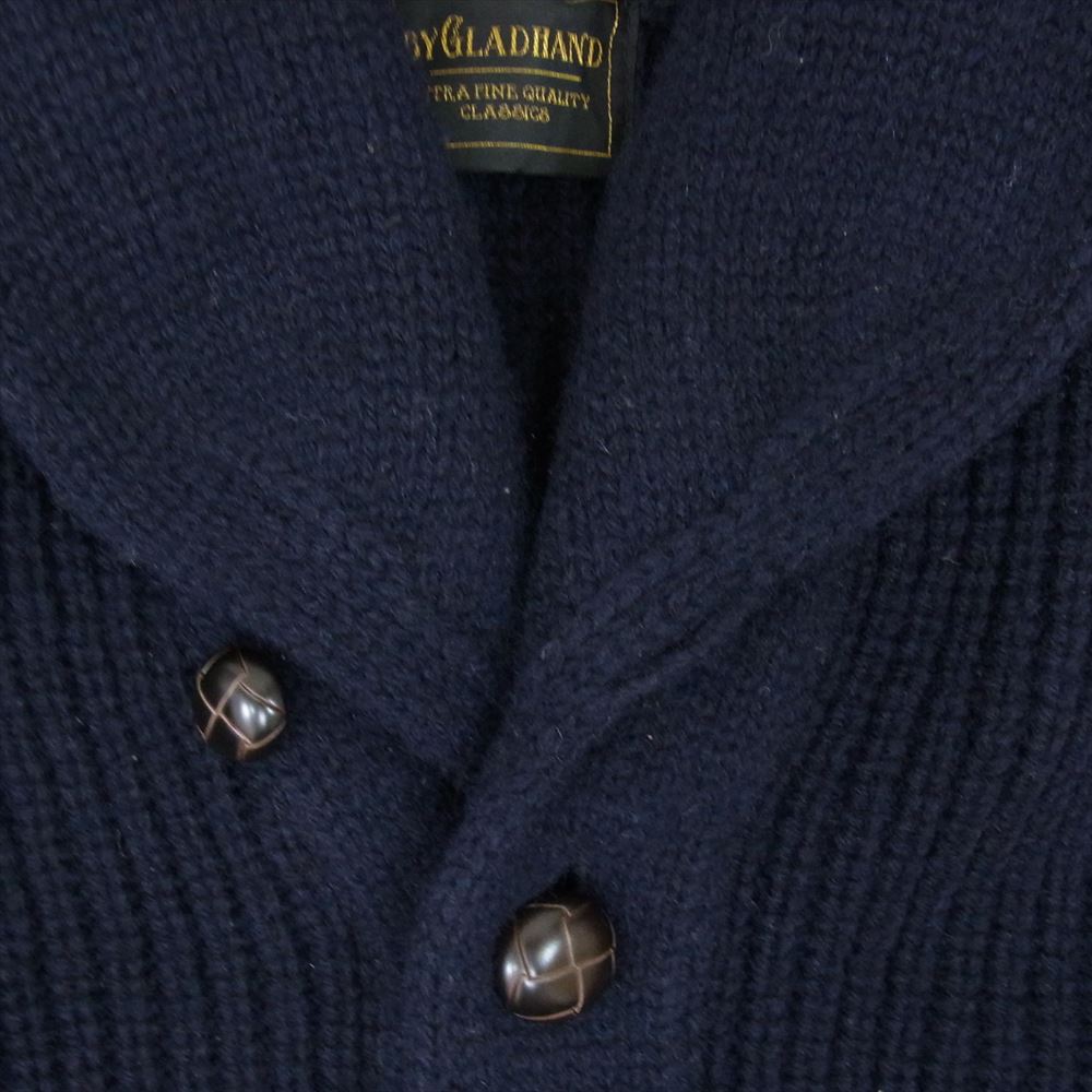 GLADHAND & Co. グラッドハンド ウール ニット ショールカラー カーディガン ネイビー系 L【中古】