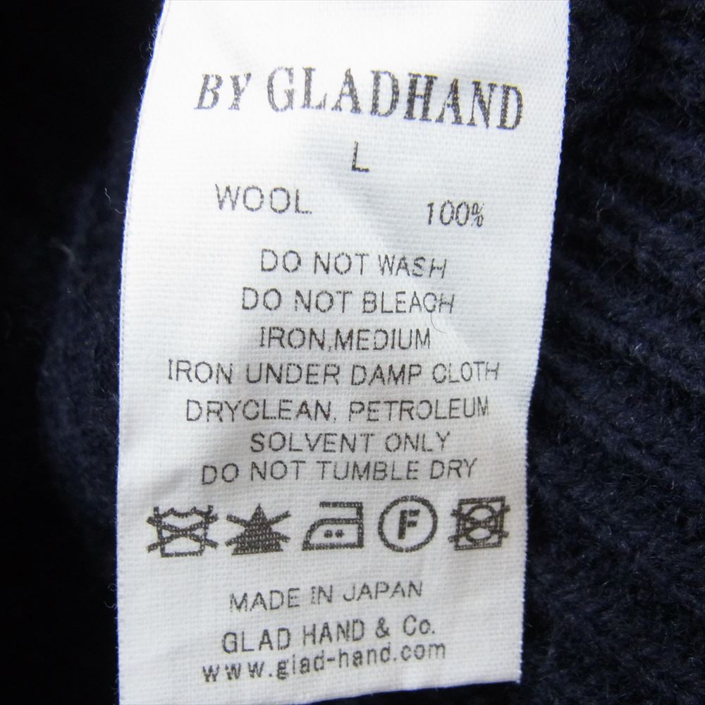 GLADHAND & Co. グラッドハンド ウール ニット ショールカラー カーディガン ネイビー系 L【中古】