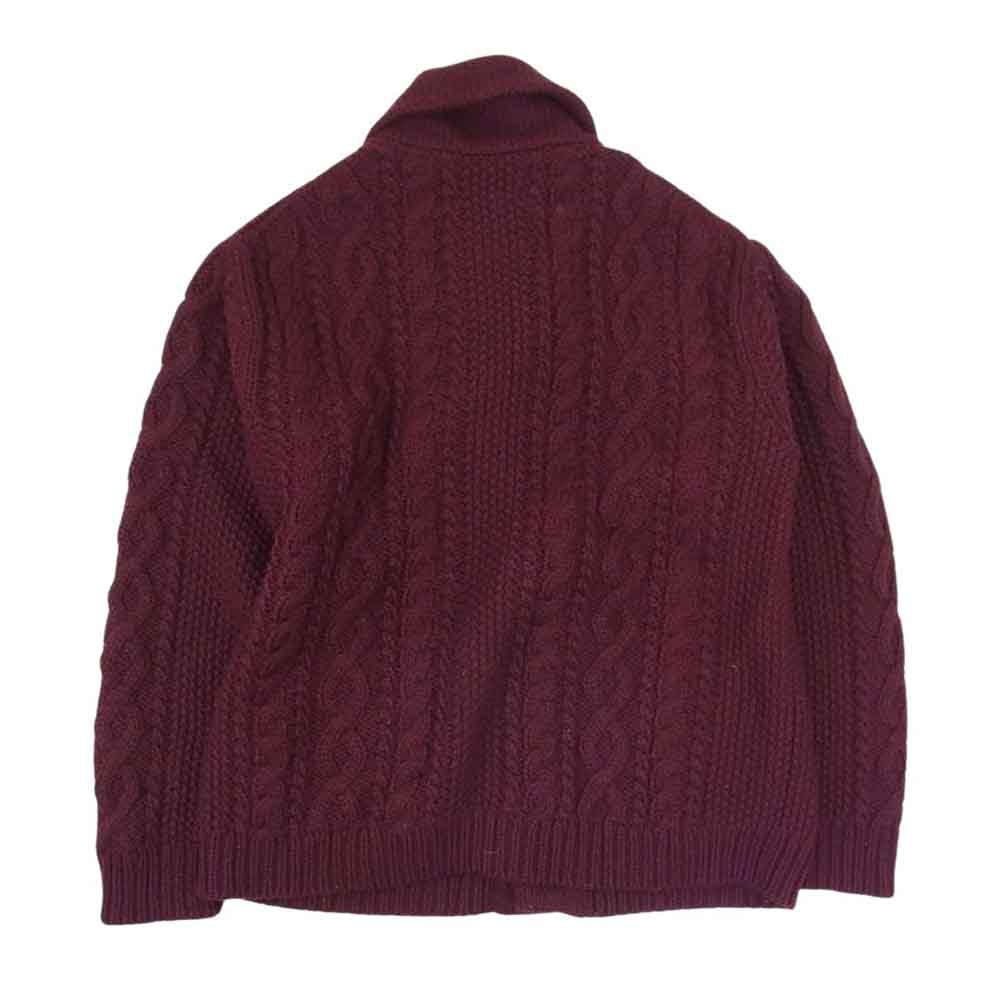GLADHAND & Co. グラッドハンド BYGH-14-AW-07 ウール ケーブル ニット ショールカラー カーディガン エンジ系 L【中古】