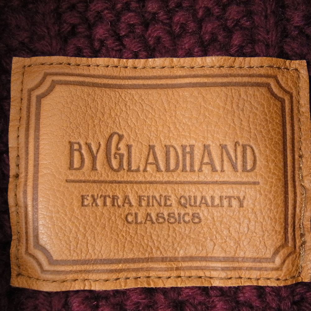 GLADHAND & Co. グラッドハンド BYGH-14-AW-07 ウール ケーブル ニット ショールカラー カーディガン エンジ系 L【中古】