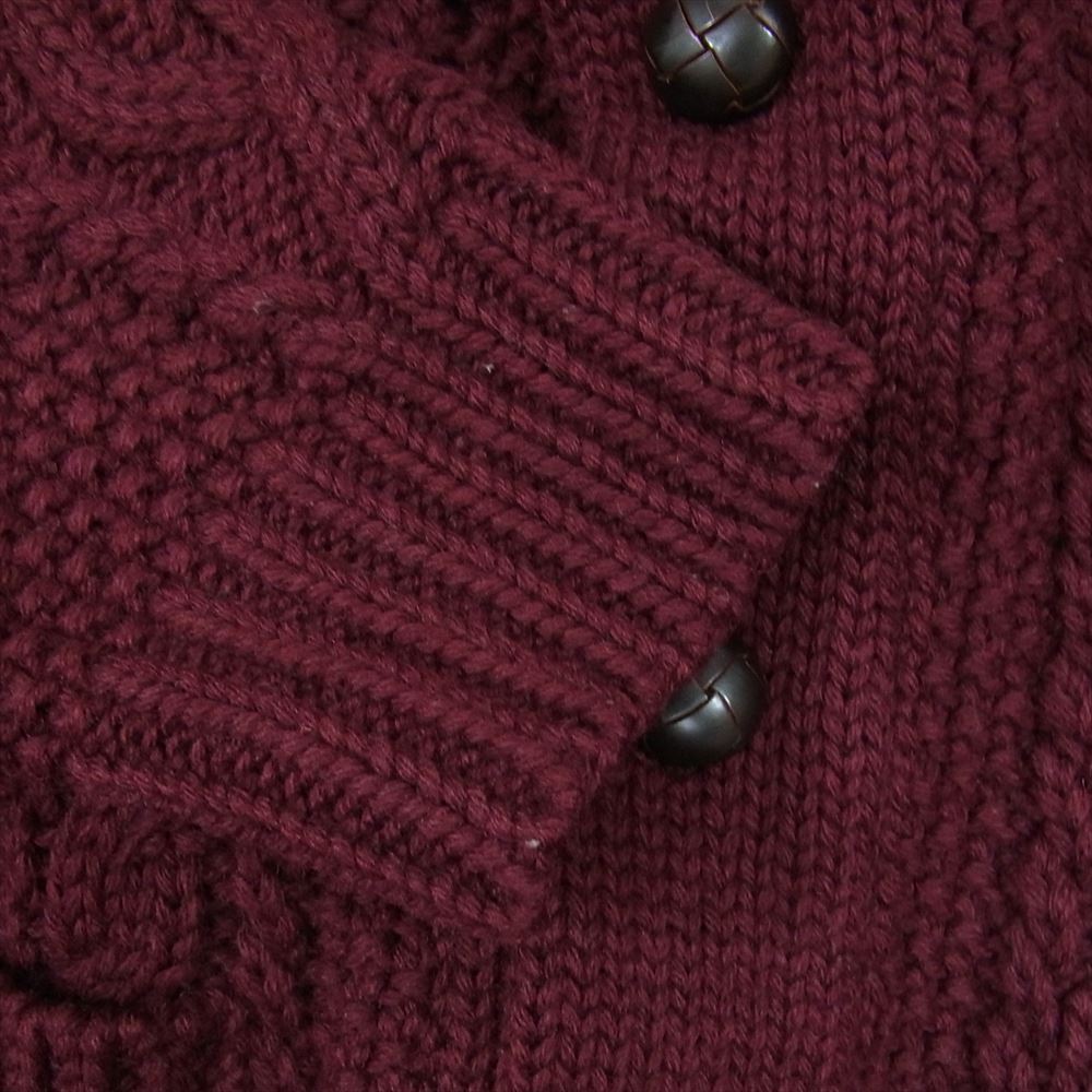 GLADHAND & Co. グラッドハンド BYGH-14-AW-07 ウール ケーブル ニット ショールカラー カーディガン エンジ系 L【中古】