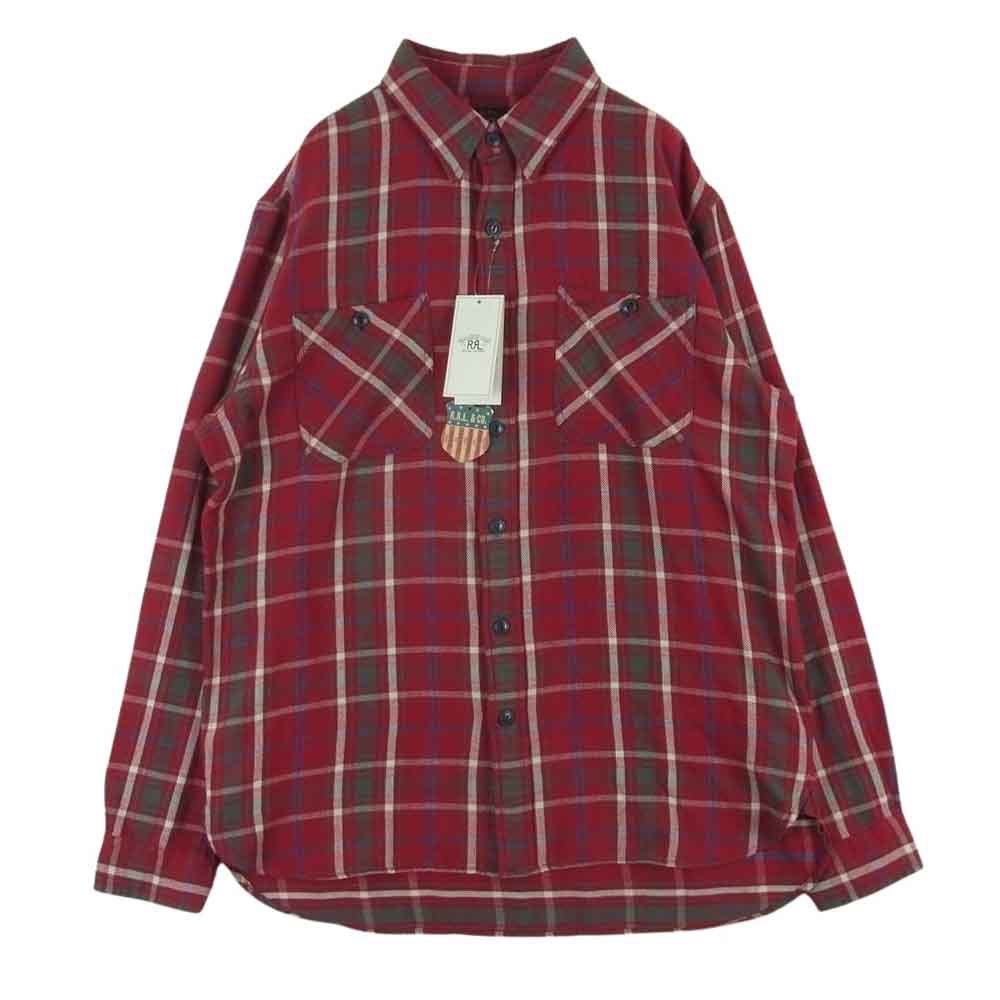 RRL ダブルアールエル for Ron Herman Check Work Shirt ロンハーマン チェック ワークシャツ ネルシャツ レッド系 L【極上美品】【中古】