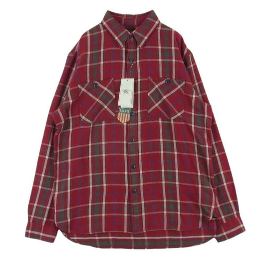 RRL ダブルアールエル for Ron Herman Check Work Shirt ロンハーマン チェック ワークシャツ ネルシャツ レッド系 L【極上美品】【中古】