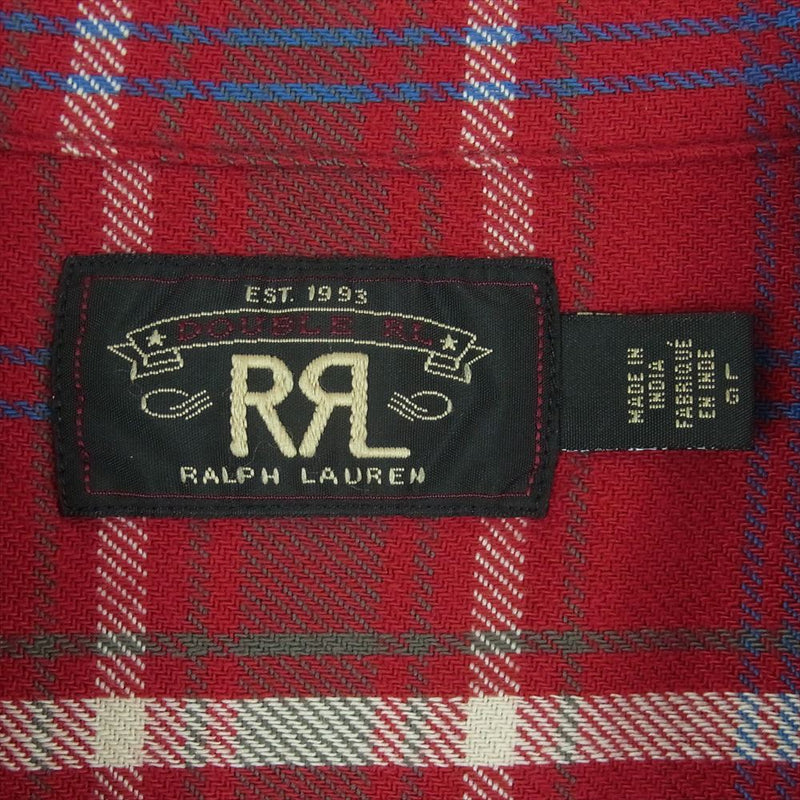 RRL ダブルアールエル for Ron Herman Check Work Shirt ロンハーマン チェック ワークシャツ ネルシャツ レッド系 L【極上美品】【中古】