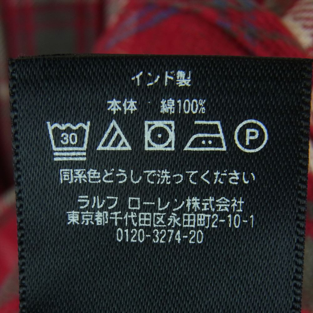 RRL ダブルアールエル for Ron Herman Check Work Shirt ロンハーマン チェック ワークシャツ ネルシャツ レッド系 L【極上美品】【中古】