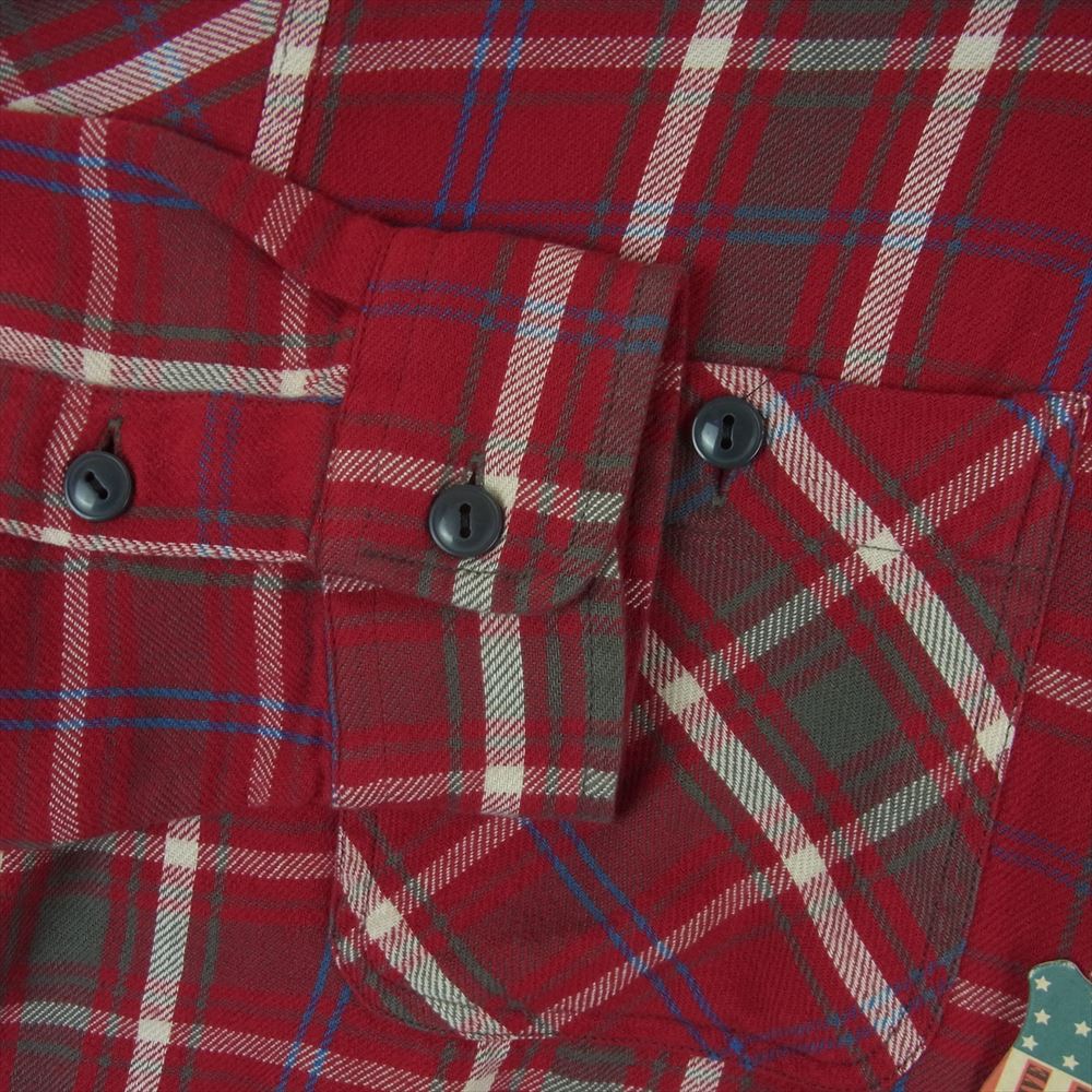 RRL ダブルアールエル for Ron Herman Check Work Shirt ロンハーマン チェック ワークシャツ ネルシャツ レッド系 L【極上美品】【中古】