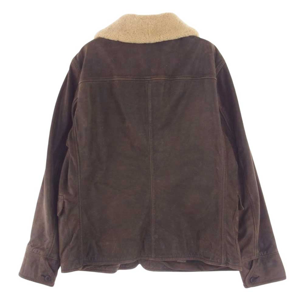 RRL ダブルアールエル シアリングカラー カーコート レザー ジャケット ショールカラー ランチ ムートン コート ブラウン系 L【中古】