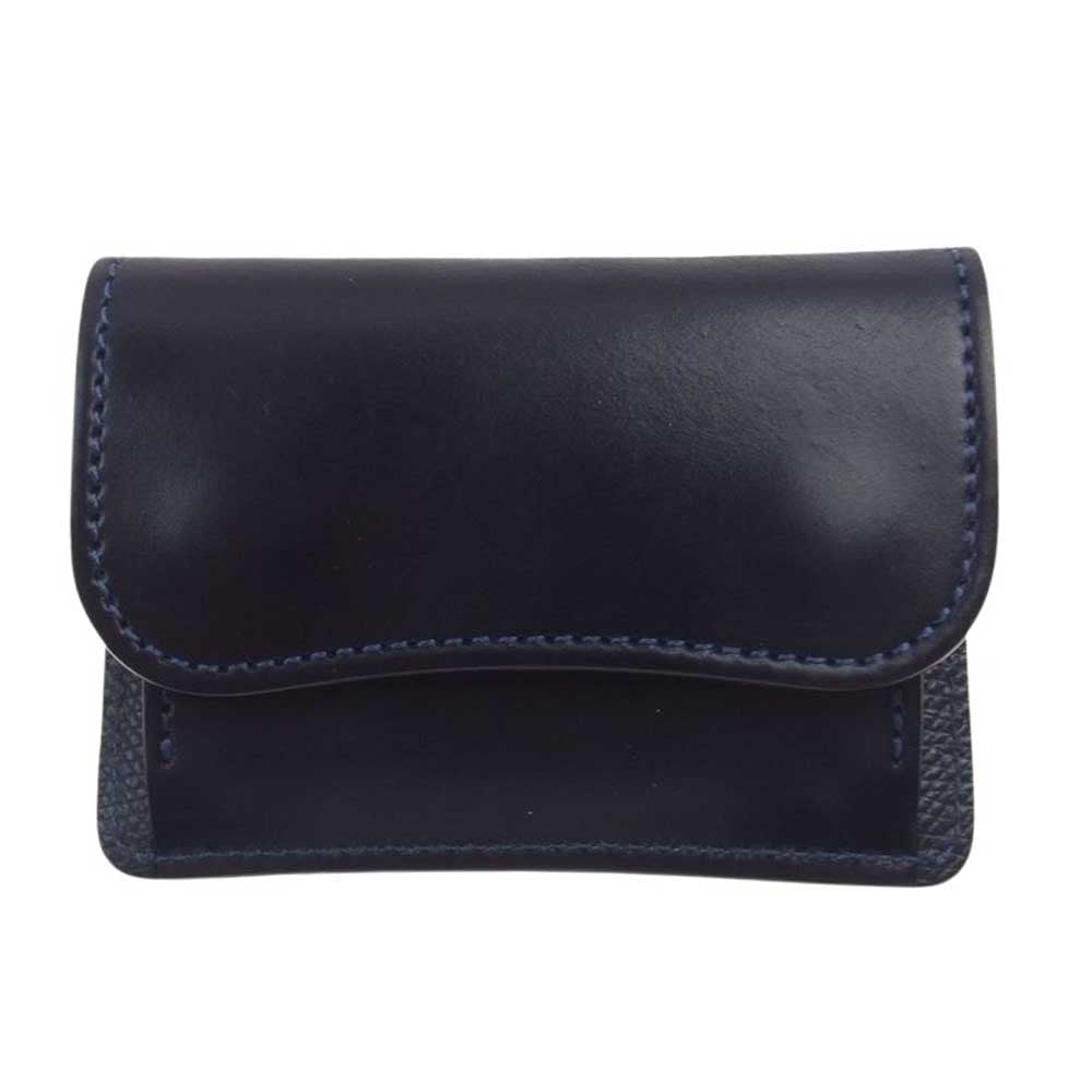 WILDSWANS ワイルドスワンズ tongue タング シェルコードバン カウレザー 馬革 牛革 コンビ ネイビー コインケース ダークネイビー系【美品】【中古】