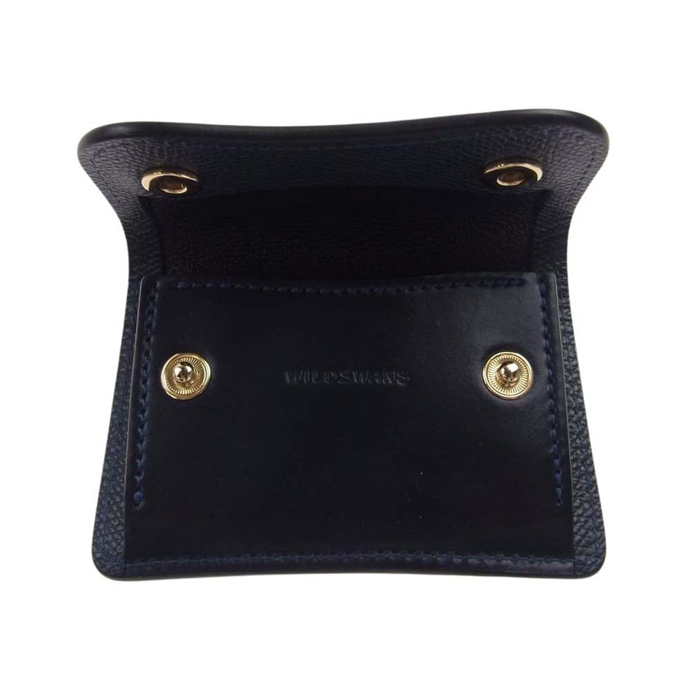 WILDSWANS ワイルドスワンズ tongue タング シェルコードバン カウレザー 馬革 牛革 コンビ ネイビー コインケース ダークネイビー系【美品】【中古】