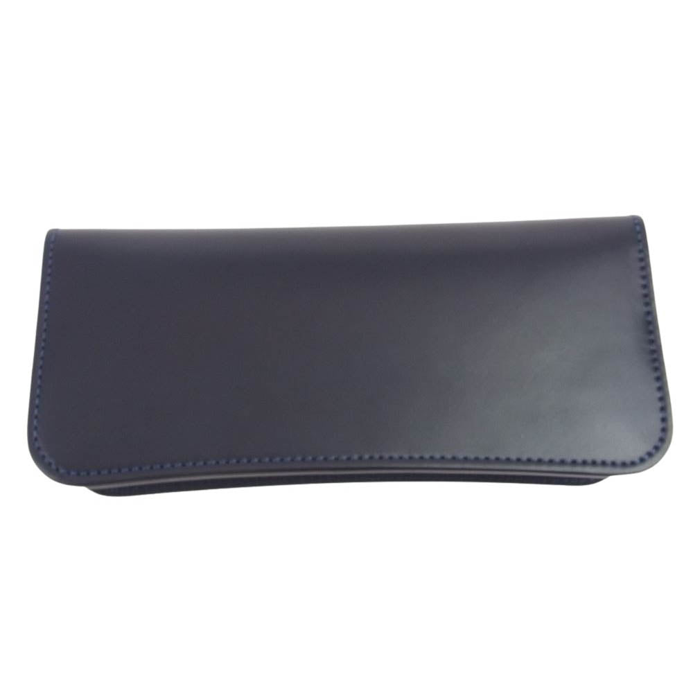 WILDSWANS ワイルドスワンズ css-surfs シェルコードバン カウレザー 馬革 牛革 コンビ ネイビー 二つ折り 長財布  ダークネイビー系【極上美品】【中古】