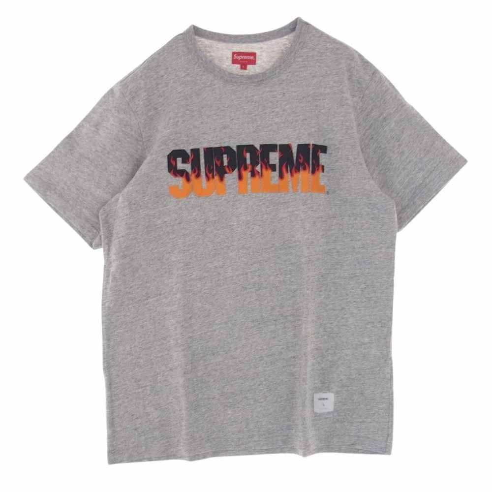 Supreme シュプリーム 19AW  Flame S/S Top フレイム 半袖 Tシャツ ファイヤー カットソー グレー系 L【中古】