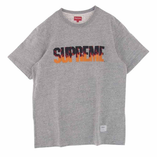 Supreme シュプリーム 19AW  Flame S/S Top フレイム 半袖 Tシャツ ファイヤー カットソー グレー系 L【中古】
