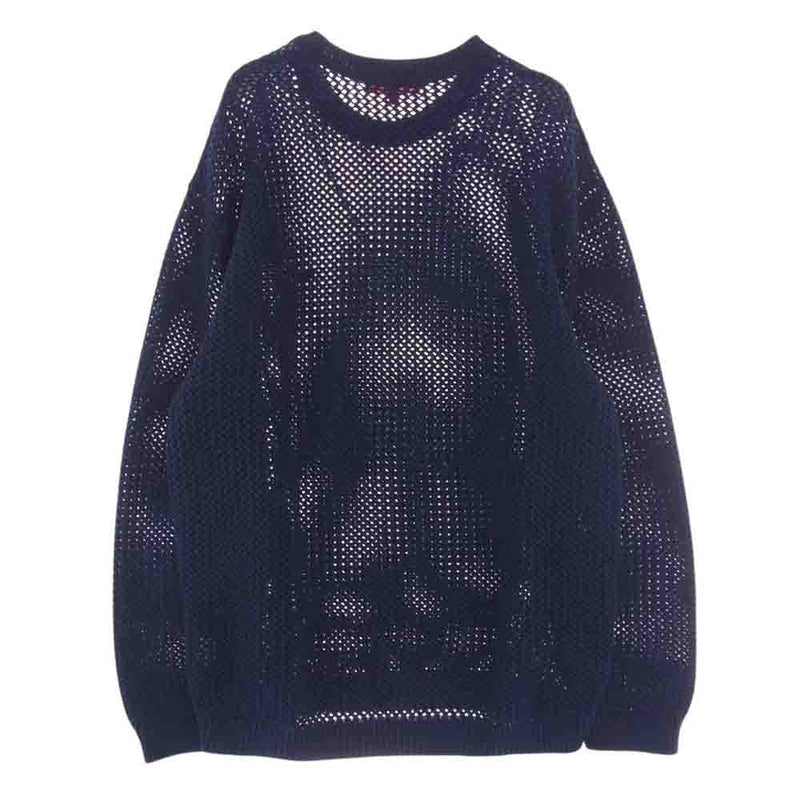 Supreme シュプリーム 20AW Textured Small Box Sweater スモールボックスロゴ クルーネック ニット セーター ネイビー系 L【中古】