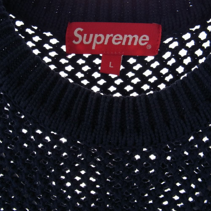 Supreme シュプリーム 20AW Textured Small Box Sweater スモールボックスロゴ クルーネック ニット セーター ネイビー系 L【中古】