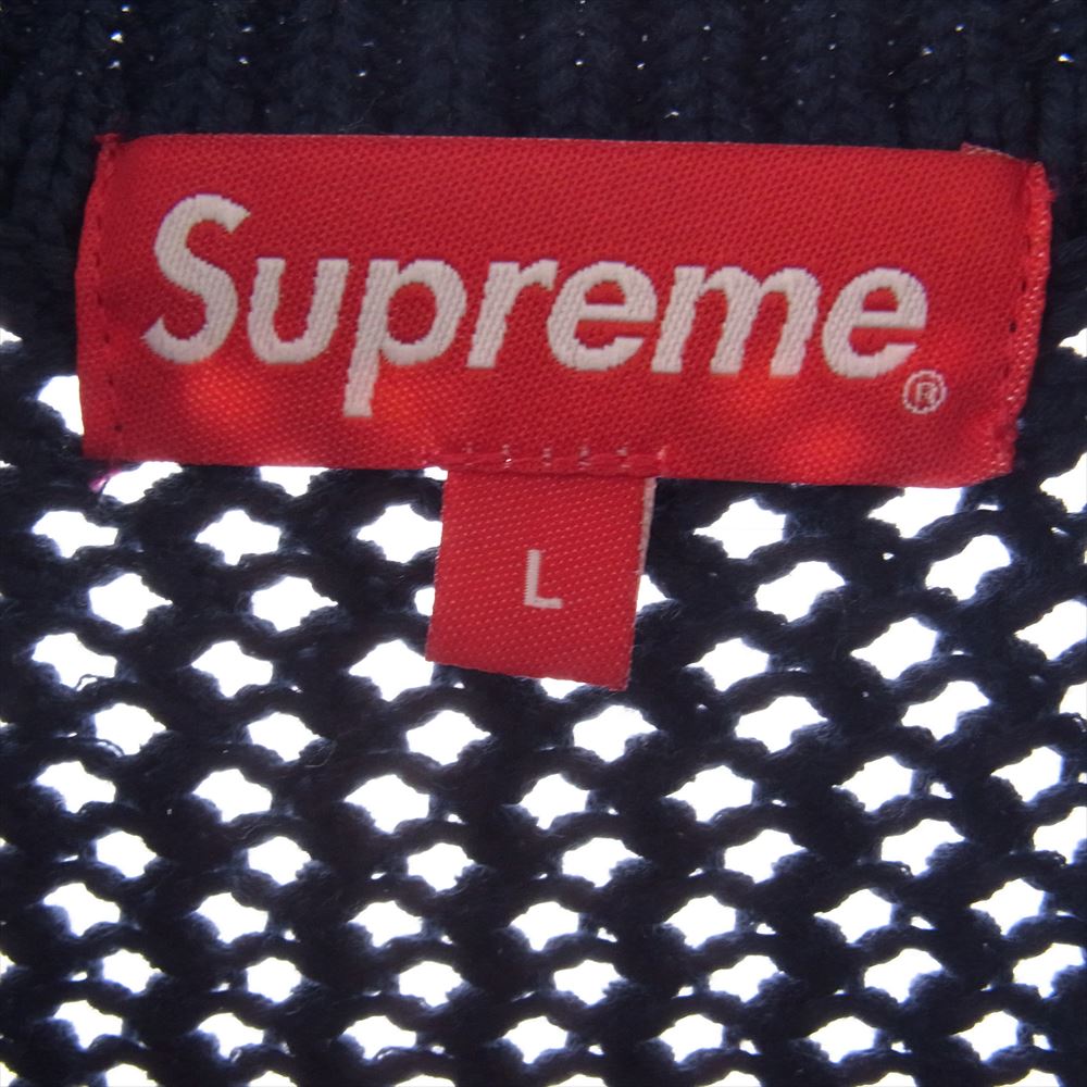 Supreme シュプリーム 20AW Textured Small Box Sweater スモールボックスロゴ クルーネック ニット セーター ネイビー系 L【中古】