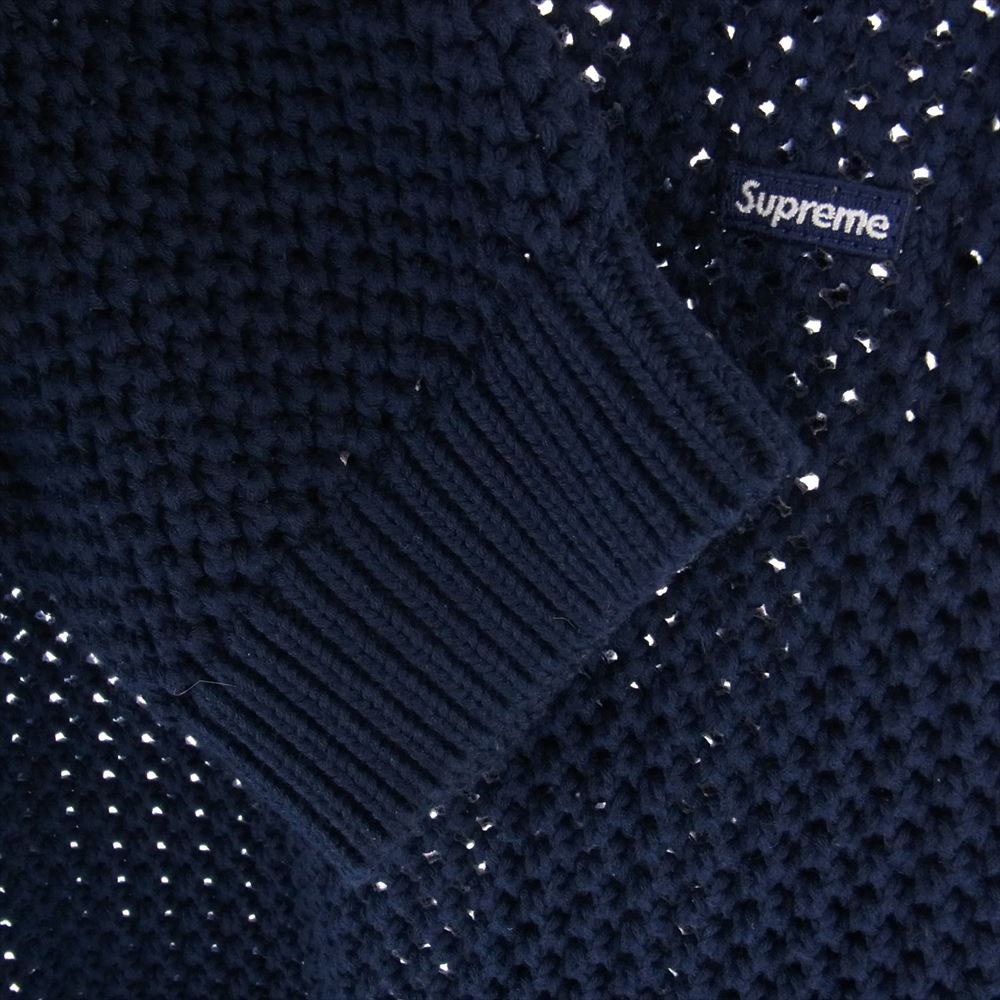 Supreme シュプリーム 20AW Textured Small Box Sweater スモールボックスロゴ クルーネック ニット セーター ネイビー系 L【中古】