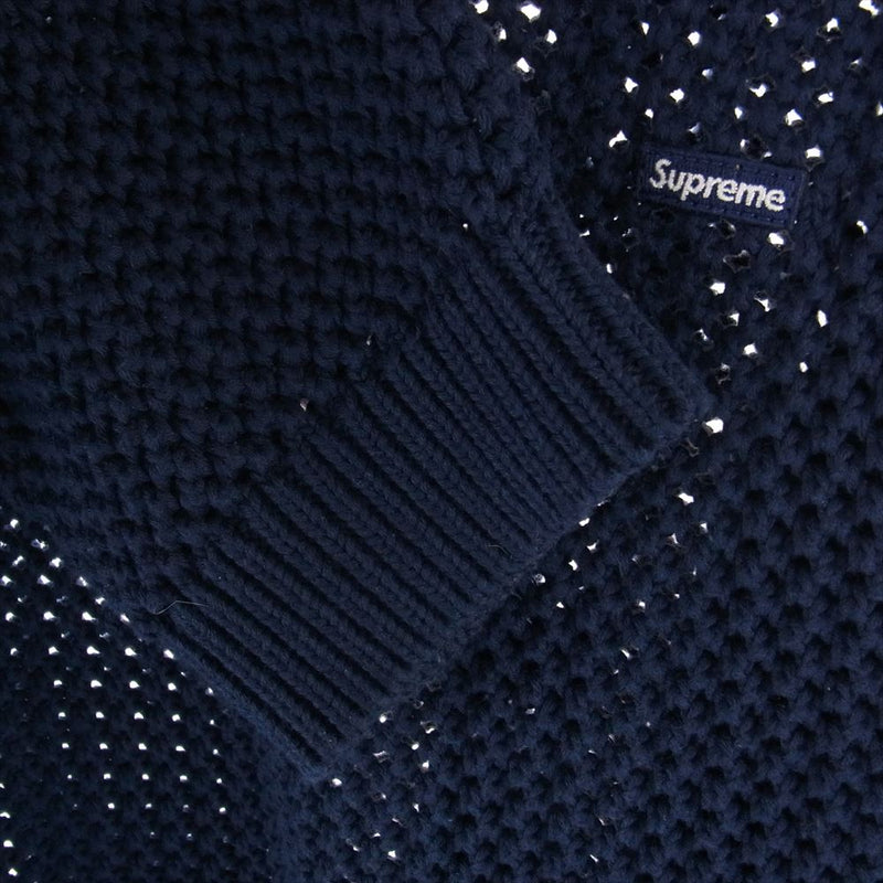 Supreme シュプリーム 20AW Textured Small Box Sweater スモールボックスロゴ クルーネック ニット セーター ネイビー系 L【中古】