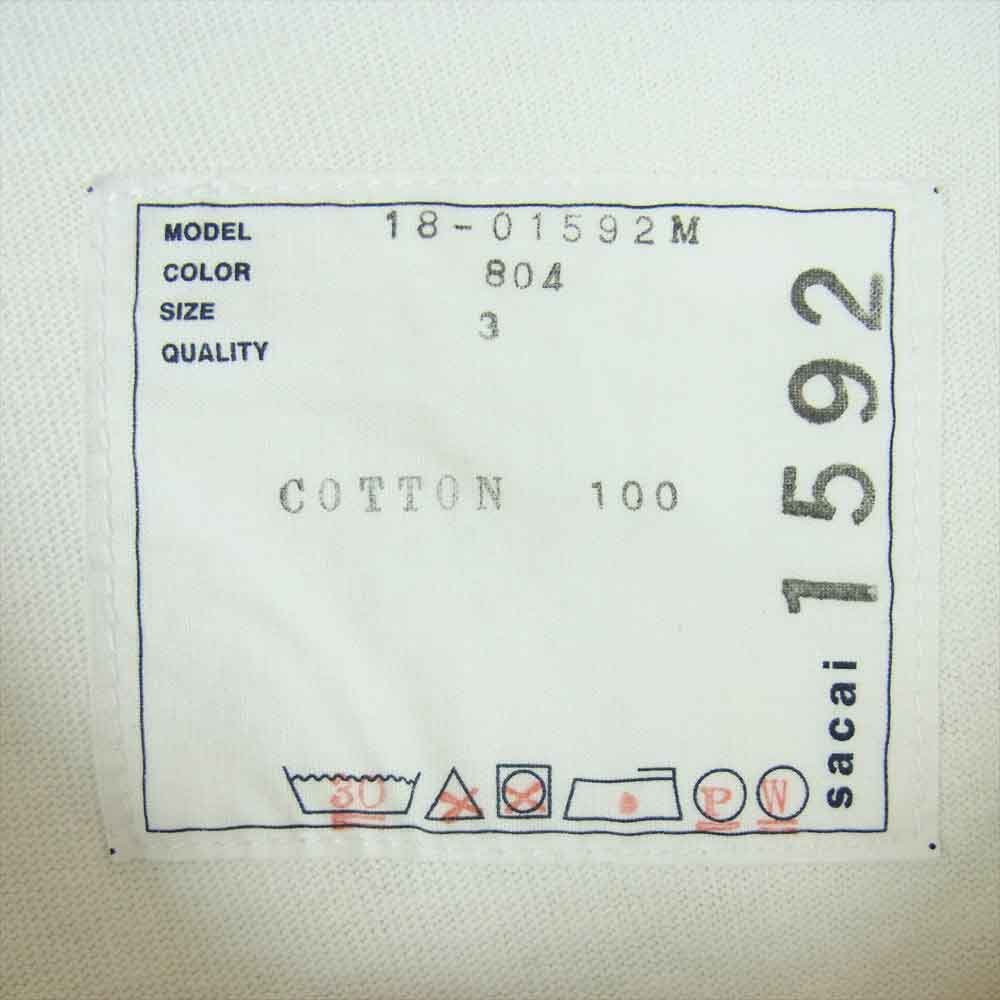 Sacai サカイ 18-01592M Lawrence Weiner Tee ローレンスウェイナー クルーネック 半袖 プリント Tシャツ ホワイト【中古】