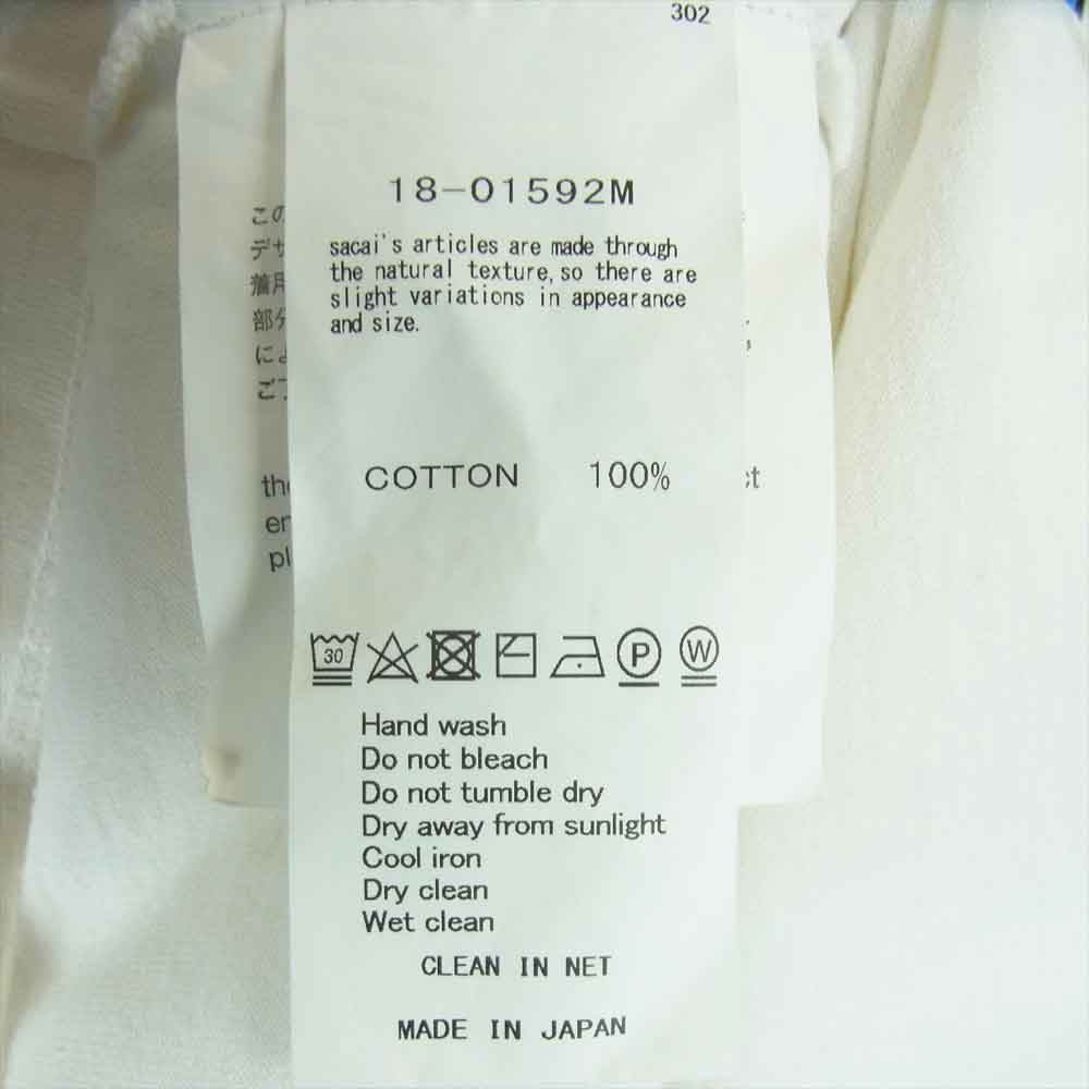 Sacai サカイ 18-01592M Lawrence Weiner Tee ローレンスウェイナー クルーネック 半袖 プリント Tシャツ ホワイト【中古】