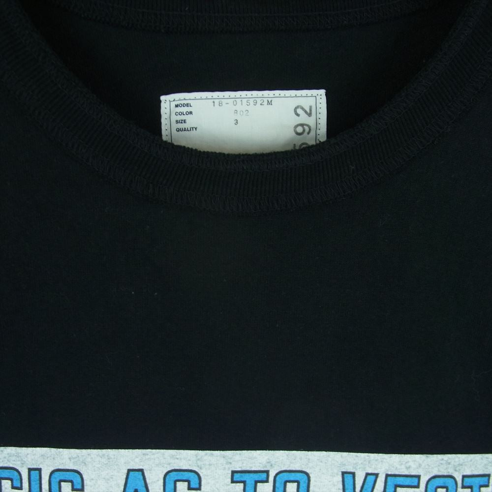 Sacai サカイ 18-01592M Lawrence Weiner Tee ローレンスウェイナー クルーネック 半袖 プリント Tシャツ ブラック ブラック系 3【中古】
