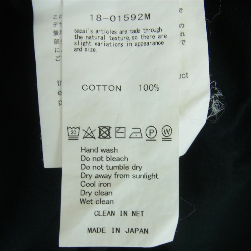 Sacai サカイ 18-01592M Lawrence Weiner Tee ローレンスウェイナー クルーネック 半袖 プリント Tシャツ ブラック ブラック系 3【中古】