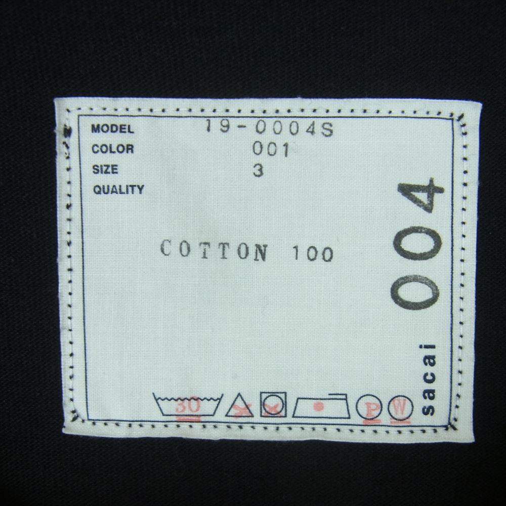 Sacai サカイ 19-0004S Melting Pot T-shirts メルティングポット クルーネック プリント 半袖 Tシャツ ブラック ブラック系 3【中古】