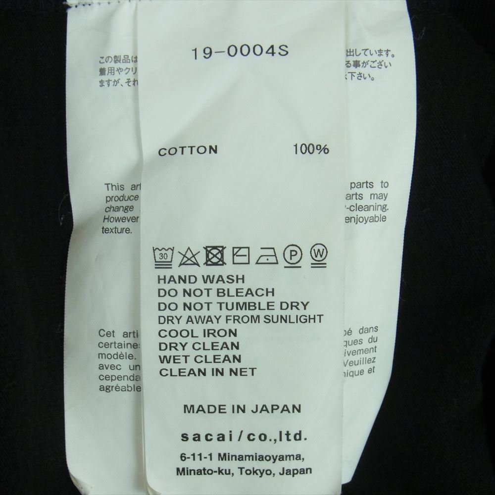 Sacai サカイ 19-0004S Melting Pot T-shirts メルティングポット クルーネック プリント 半袖 Tシャツ ブラック ブラック系 3【中古】