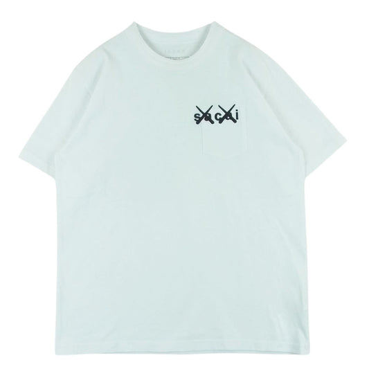 Sacai サカイ 21-02858 KAWS Embroidery T-Shirt カウズ Wネーム エンブロイダリー ロゴ刺繍 ポケット付き 半袖 Tシャツ ホワイト系 3【中古】