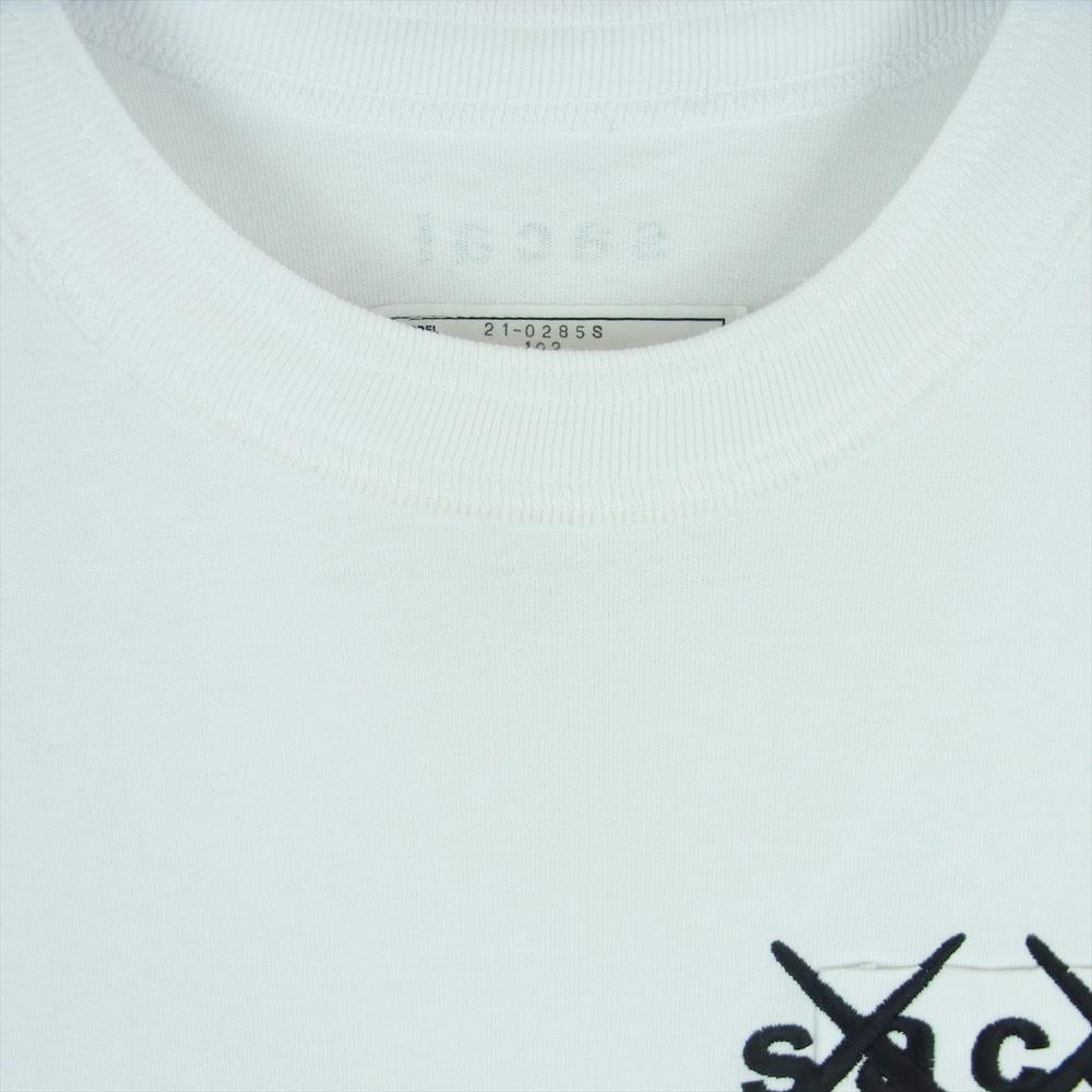 Sacai サカイ 21-02858 KAWS Embroidery T-Shirt カウズ Wネーム エンブロイダリー ロゴ刺繍 ポケット付き 半袖 Tシャツ ホワイト系 3【中古】