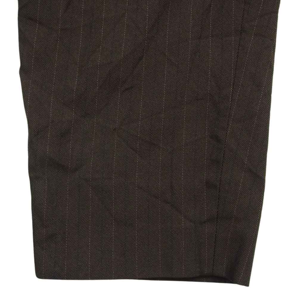 COMME des GARCONS HOMME DEUX コムデギャルソンオムドゥ 21SS AD2020 DG-P031 ポリエステル縮絨 ポリ縮 製品加工 ストライプ テーパード パンツ ブラウン系 M【中古】