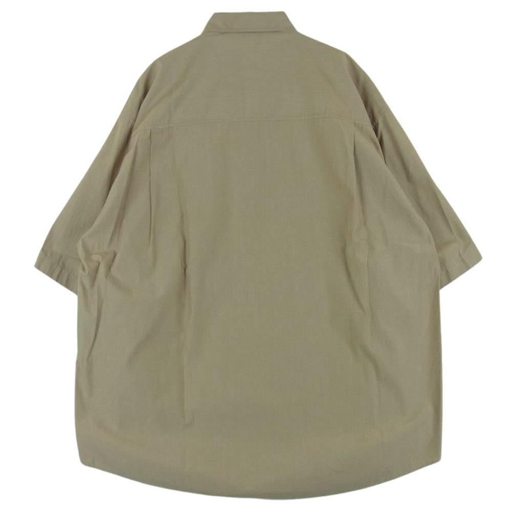 AURALEE オーラリー 23SS A23SS03TN  WASHED FINX TWILL BIG HALF SLEEVED SHIRT ウォッシュドフィンクス ツイル ハーフスリーブ オーバーサイズ 半袖 ボタン シャツ ライトブラウン系 4【中古】