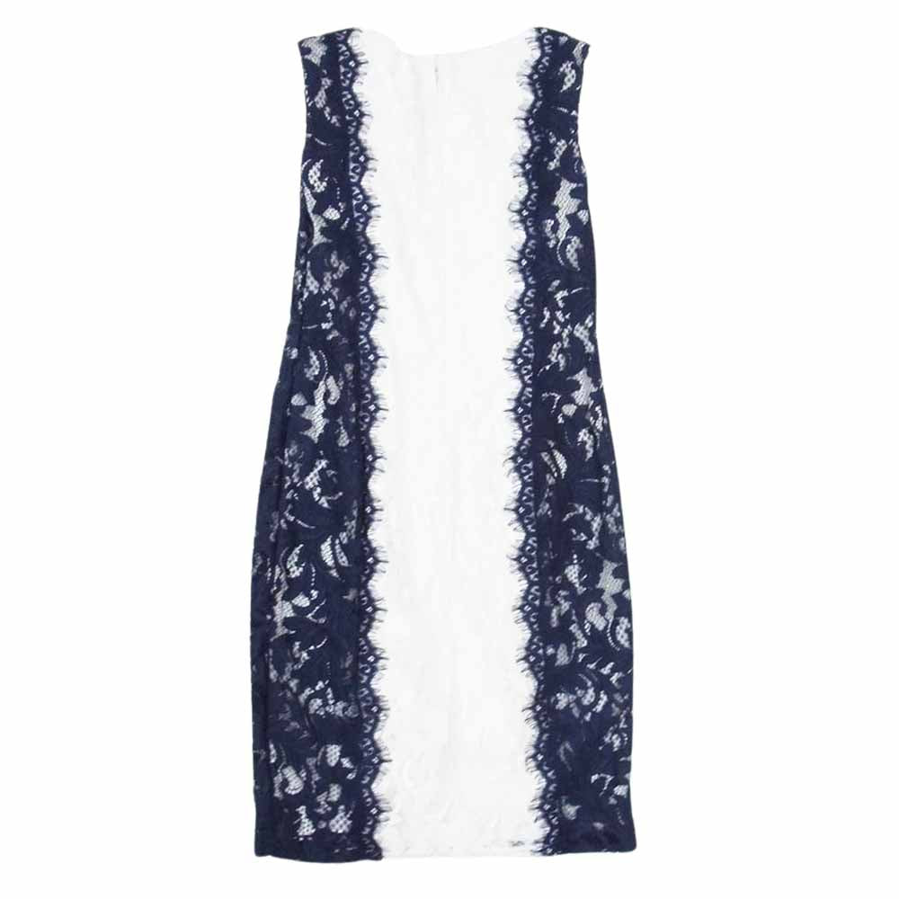 TADASHI SHOJI タダシショージ BME15075MYBHJ 総レース ノースリーブ ミディアム ドレス ネイビー系 2【中古】