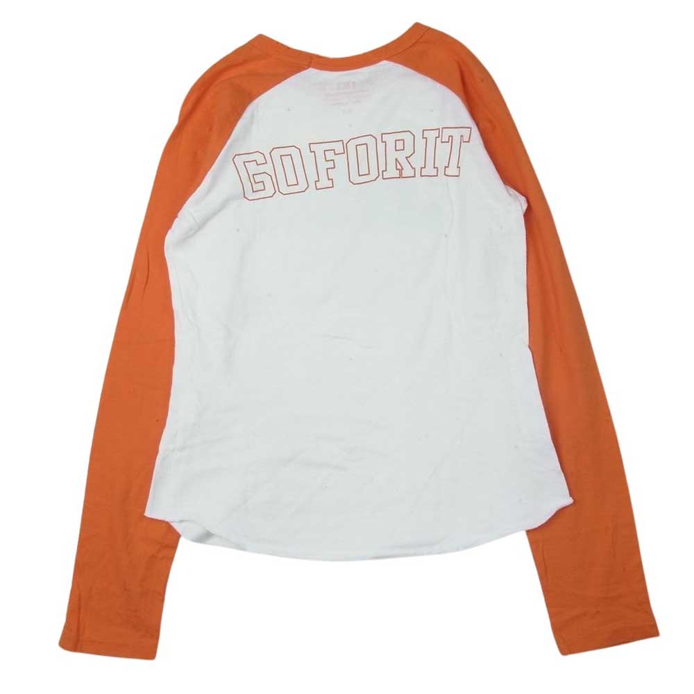 TMT ティーエムティー ダメージ加工 CRAPSHOOT ラグラン 長袖 Tシャツ ホワイト系 オレンジ系 F【中古】
