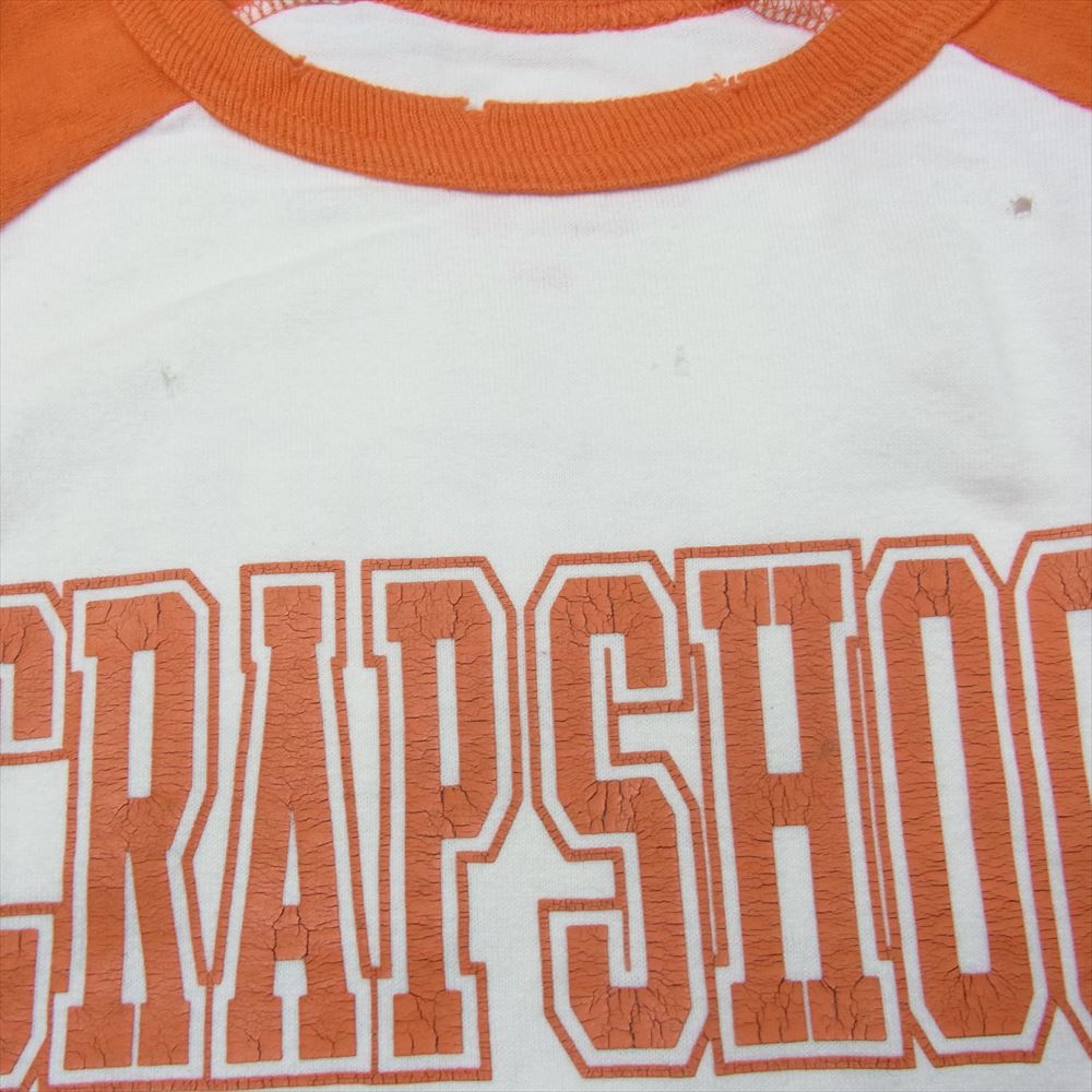 TMT ティーエムティー ダメージ加工 CRAPSHOOT ラグラン 長袖 Tシャツ ホワイト系 オレンジ系 F【中古】