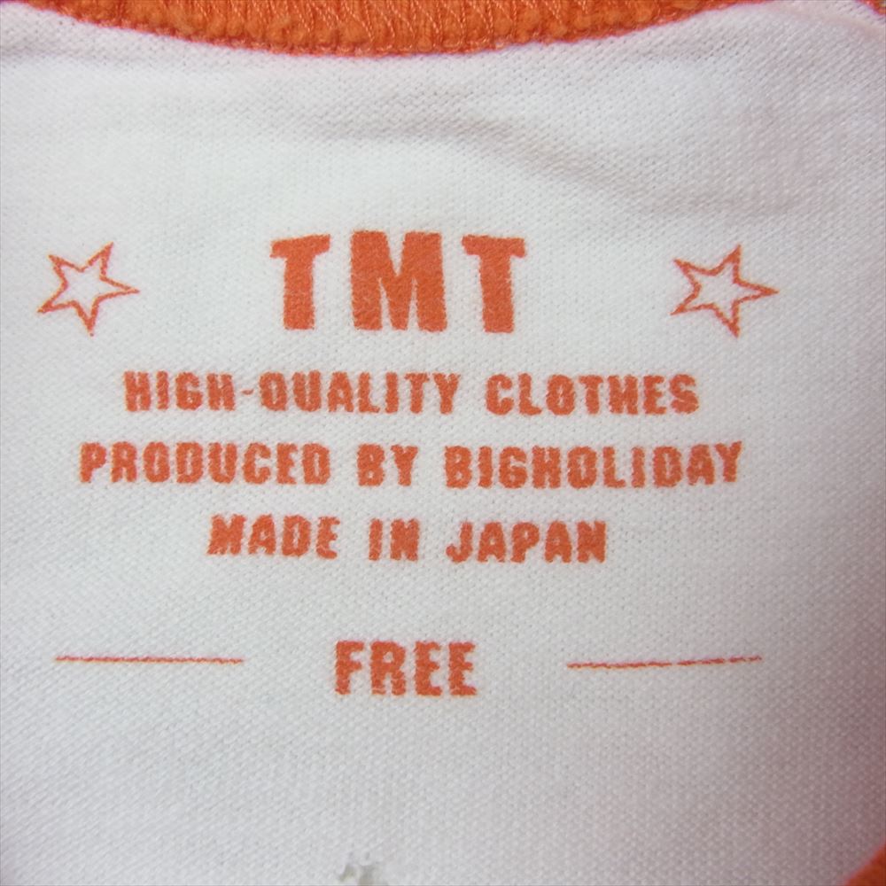 TMT ティーエムティー ダメージ加工 CRAPSHOOT ラグラン 長袖 Tシャツ ホワイト系 オレンジ系 F【中古】